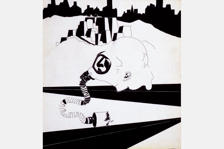 Le bon air ou asphyxie – encre de chine sur bristol – 50 x 50 cm – 1968