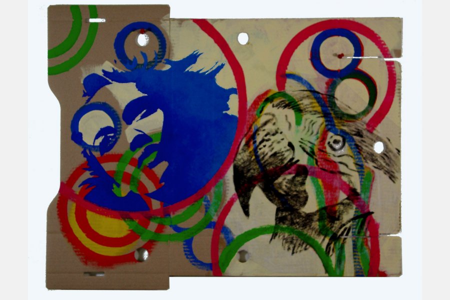 Coucou ma cocotte – Acrylique sur carton – 56 x 69 cm – 2007