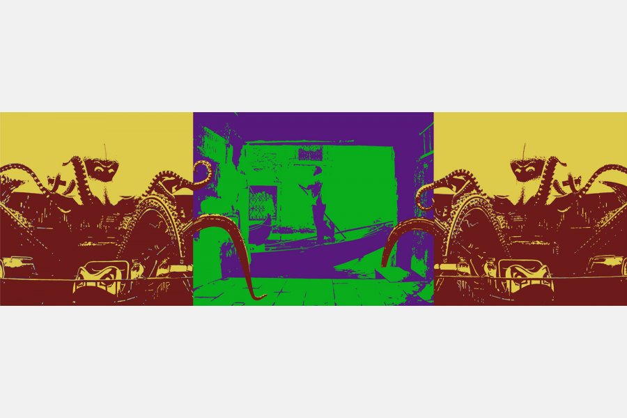 Neptune dans la lagune – Acrylique sur toile – 130 x 422 cm – 2010