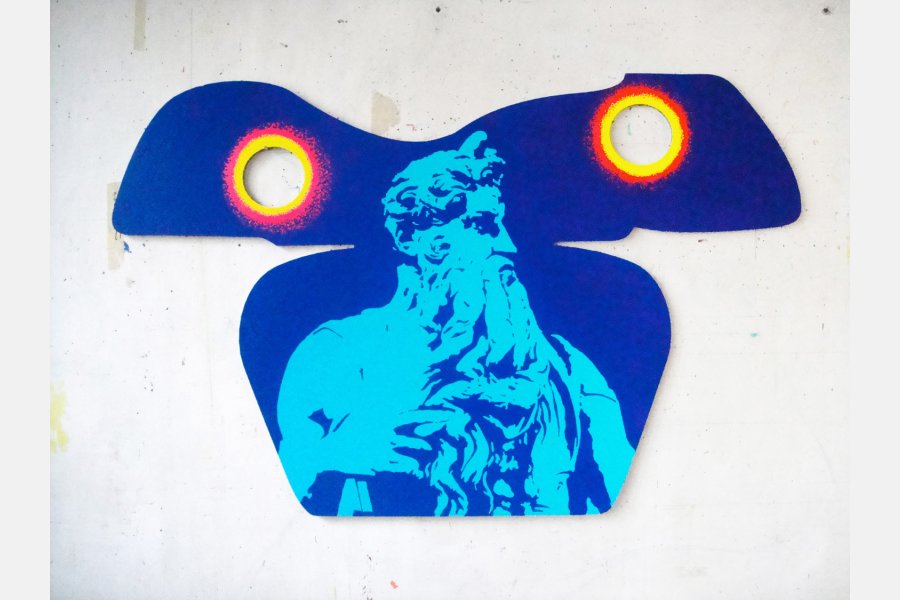 Sois chouette fais pas cette tête – Acrylique sur aluminium – 76 x 120 cm – 2013