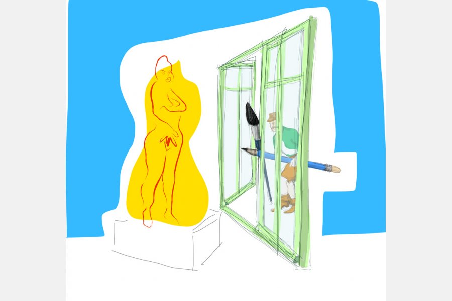 Au cours d'académie digigraphie sur papier -50 x 50 cm - 2016